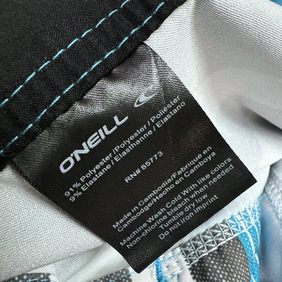 O’Neill Board Shorts Men’s Blue Gray White Drawstring Pockets Size 32 - Picture 12 of 12